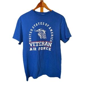 US Air Force Veteran Cotton Short Sleeve Tee Blue Size Medium